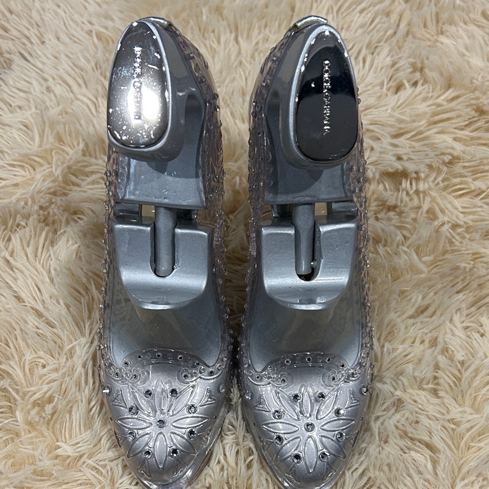 Dolce & Gabbana CINDERELLA Silver Embellished Heels SZ 6